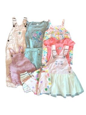 10 Pc Bundle Assorted Baby Clothes One Piece Bubble Rompers Overalls 18-24M